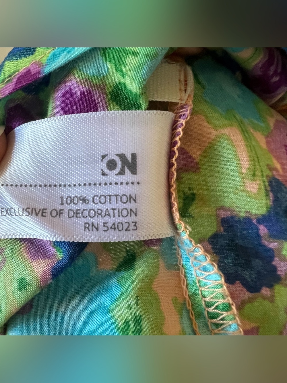 Old Navy Y2K Boho Blouse Button-Front Peach Floral Design Cotton Size XXL - Picture 11 of 11